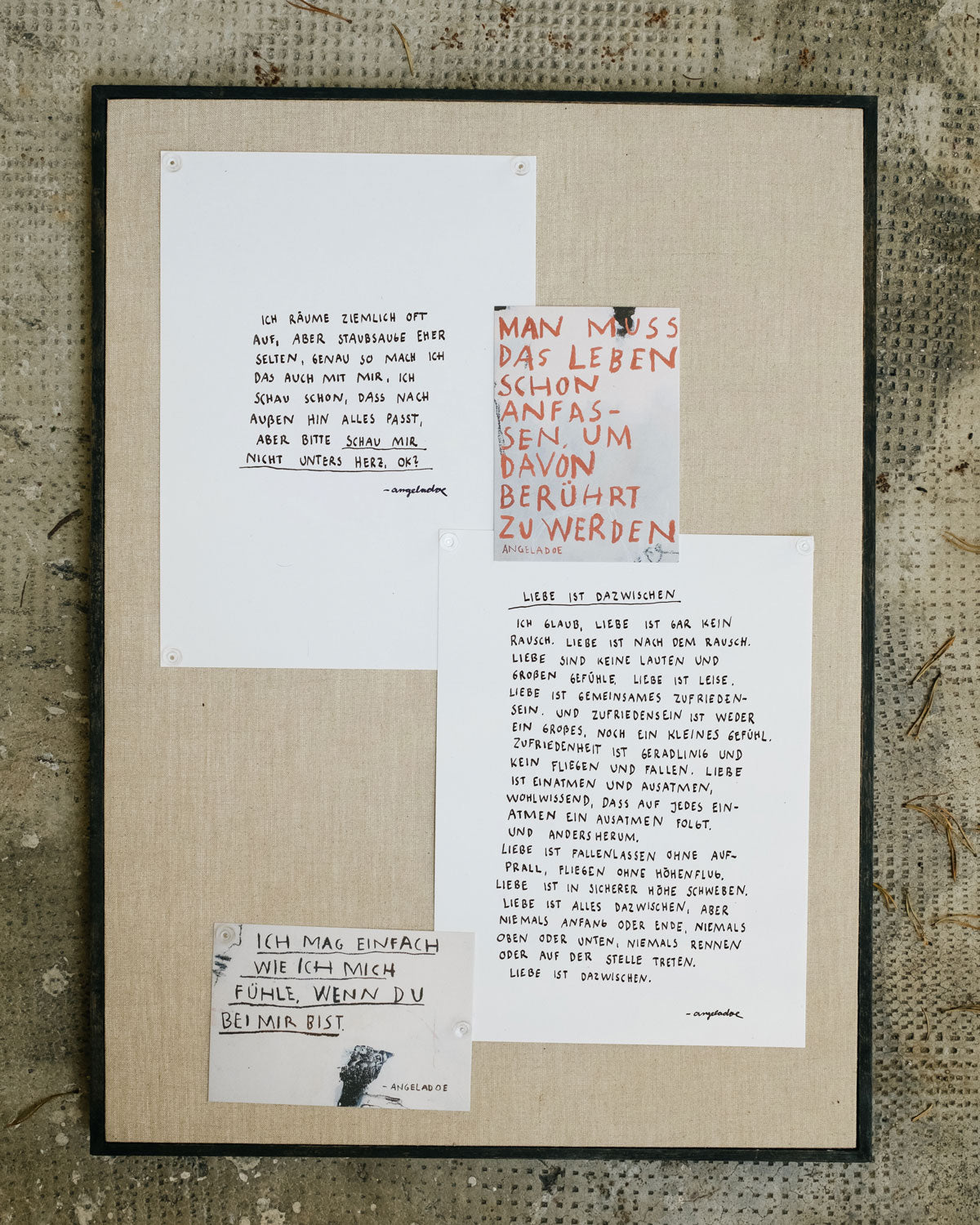 "Liebe ist dazwischen." – Angela Doe